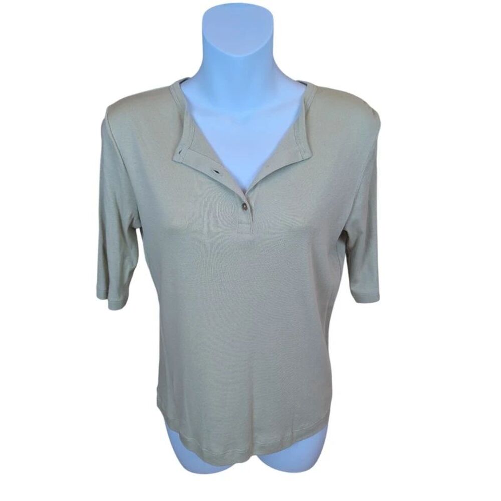 Vince Light Green Short Sleeve 3-button Henley Top Size M